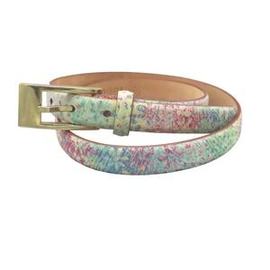 Martin Dingman Italian Calfskin Belt Multi Colorful Artsy Twee‎ Floral Bloomcore